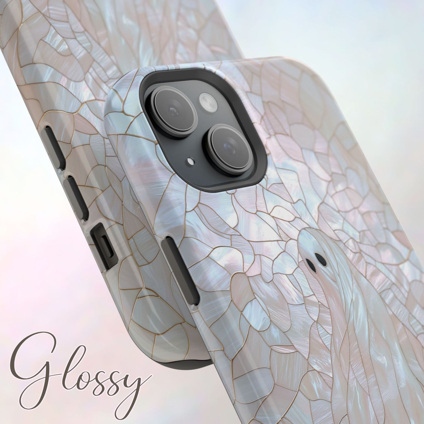 Spooky Ghost MagSafe Compatible Faux Stained Glass Pastel iPhone Case (iPhone 13–15)