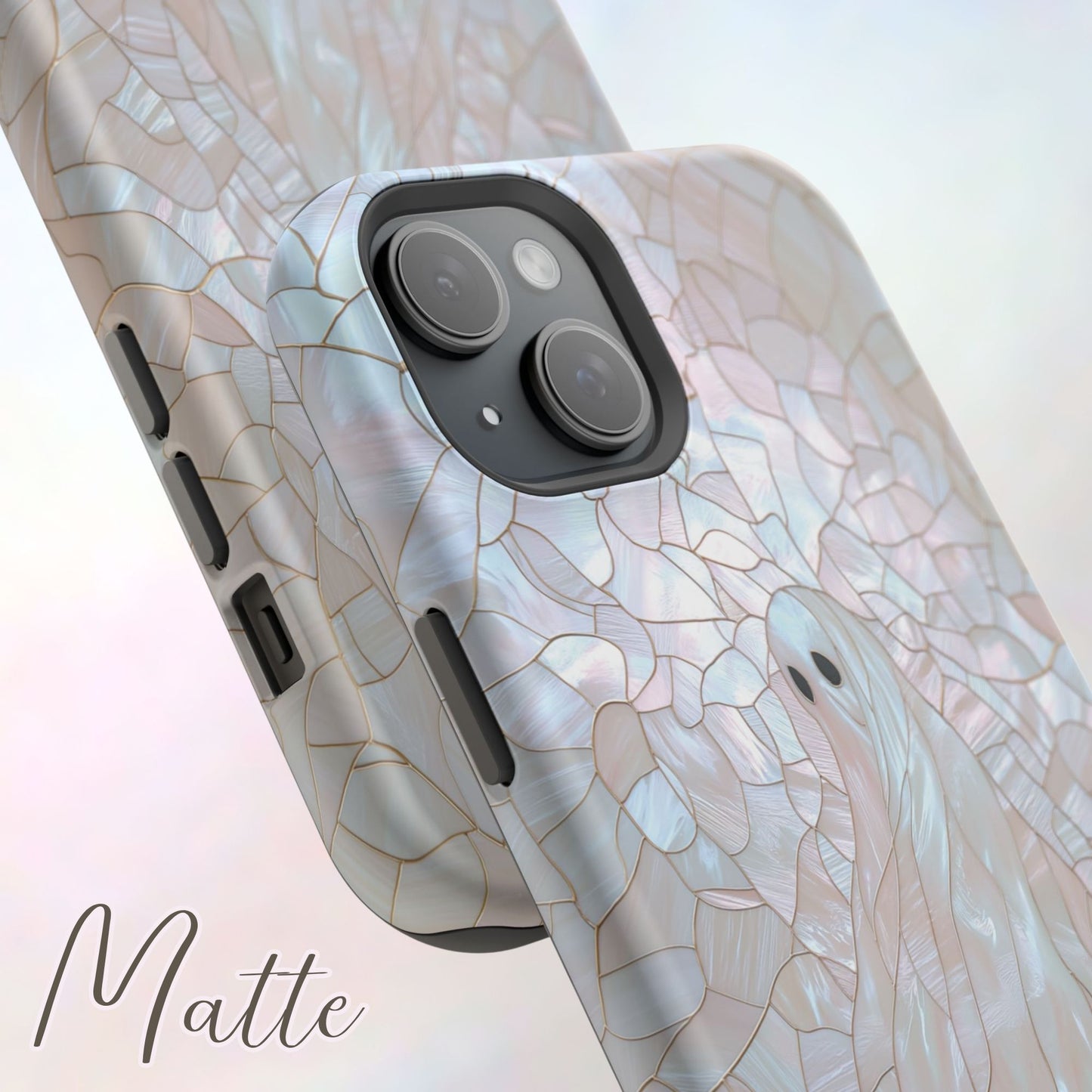 Spooky Ghost MagSafe Compatible Faux Stained Glass Pastel iPhone Case (iPhone 13–15)