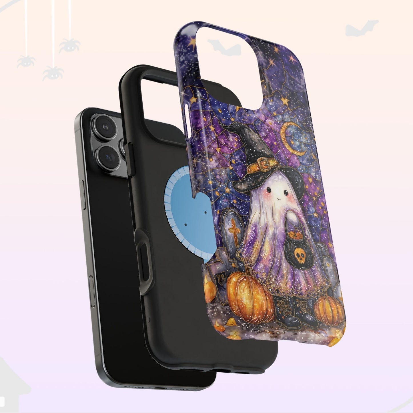 Witchy Ghost Phone Case – Stained Glass Halloween Phone Cover for iPhone, Galaxy, Pixel