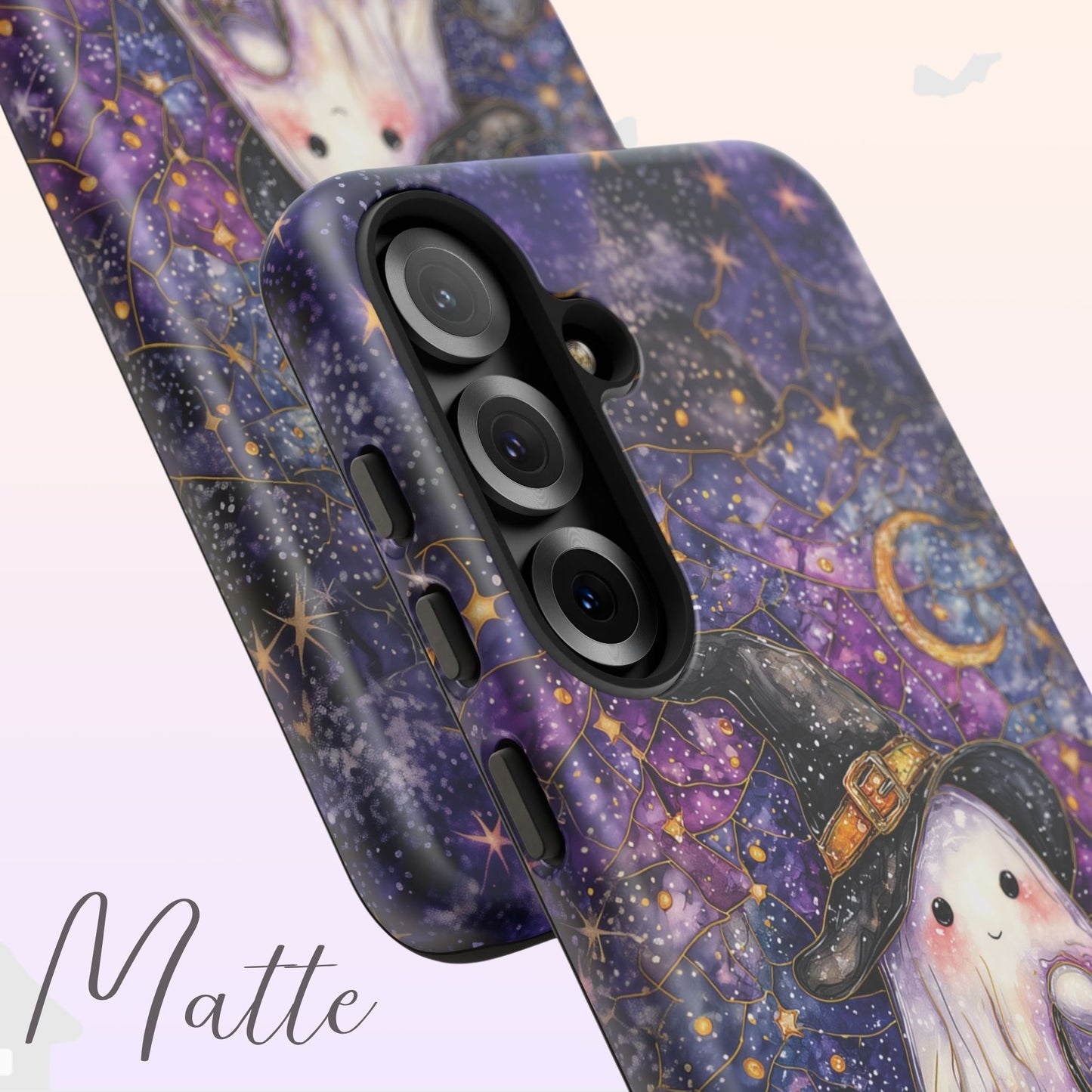 Witchy Ghost Phone Case – Faux Stained Glass Halloween Cover