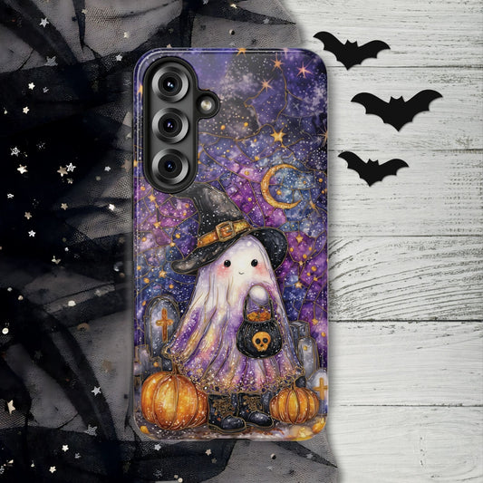 Witchy Ghost Phone Case – Faux Stained Glass Halloween Cover