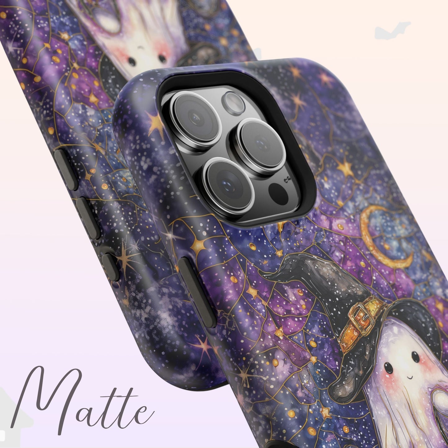 Witchy Ghost Phone Case – Stained Glass Halloween Phone Cover for iPhone, Galaxy, Pixel