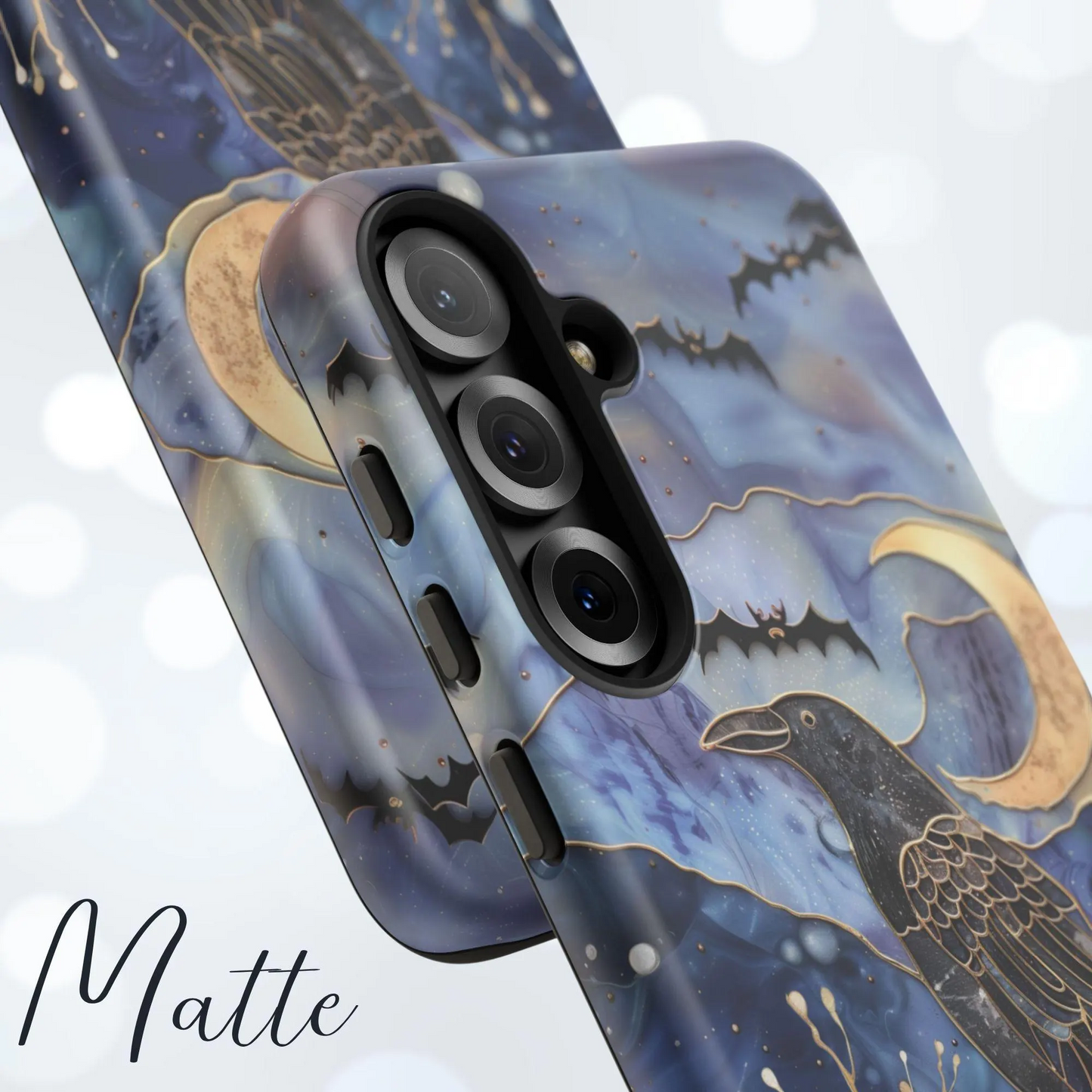 Raven Skull Phone Case for iPhone, Galaxy & Pixel – Gothic Crow & Moon Art Witchy