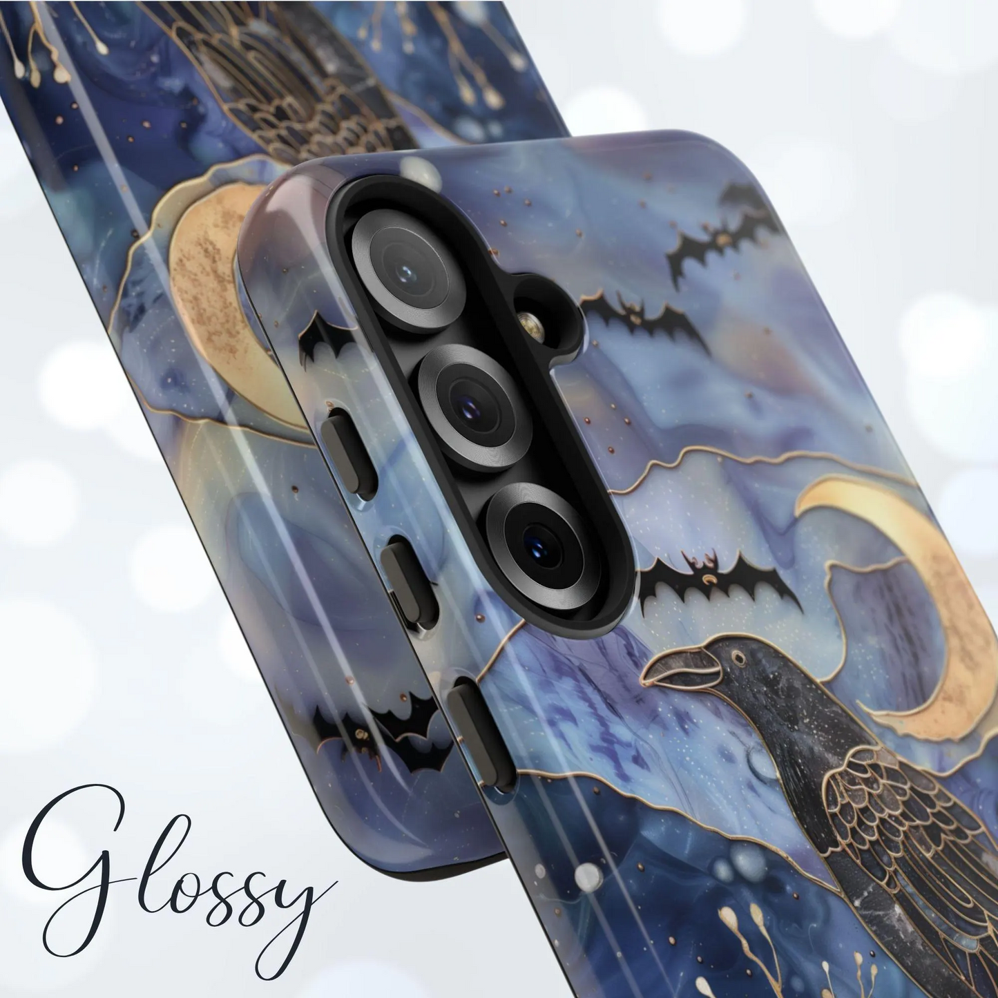 Raven Skull Phone Case for iPhone, Galaxy & Pixel – Gothic Crow & Moon Art Witchy
