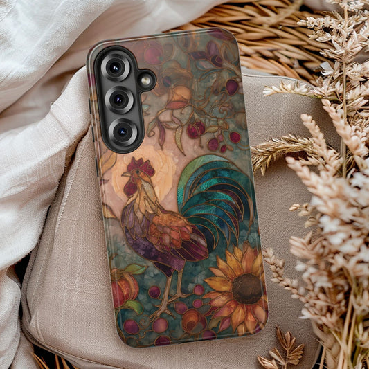Fall Chicken Phone Case – Cottagecore Autumn Hen Wraparound Art